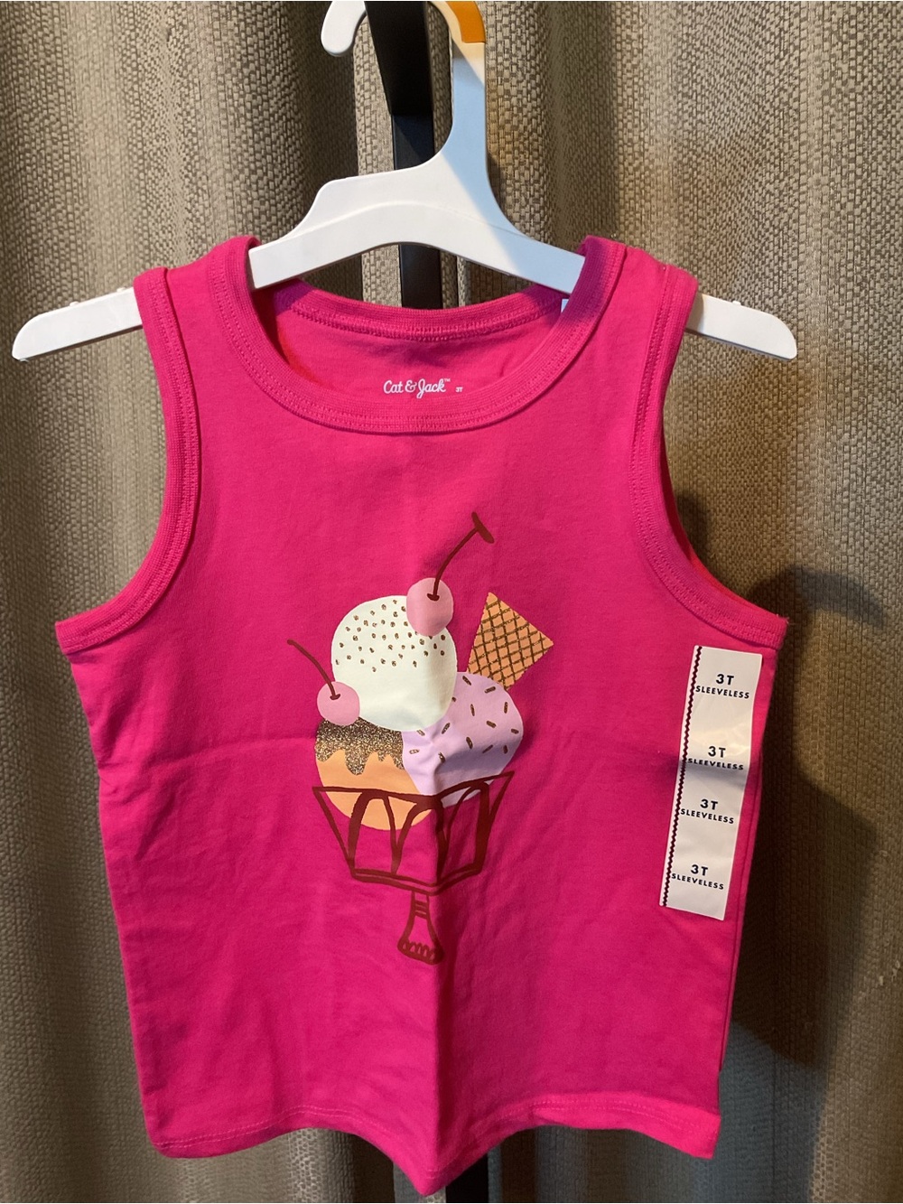 Cat & Jack Bright Pink Ice Cream‎ Graphic Tank Top